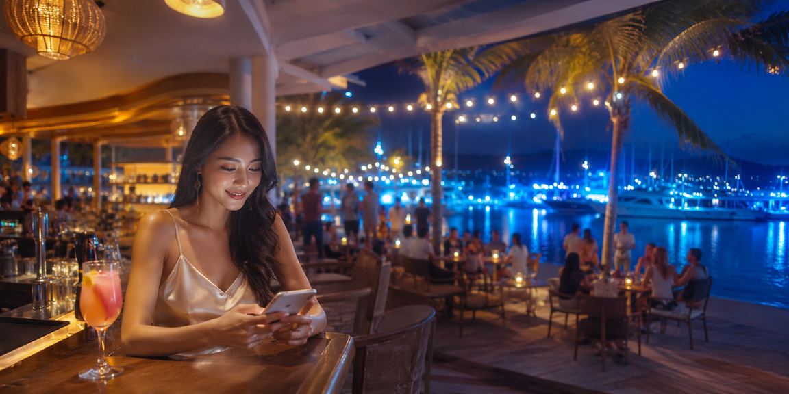 Người chơi sử dụng ứng dụng cá cược trên bãi biển Phú Quốc